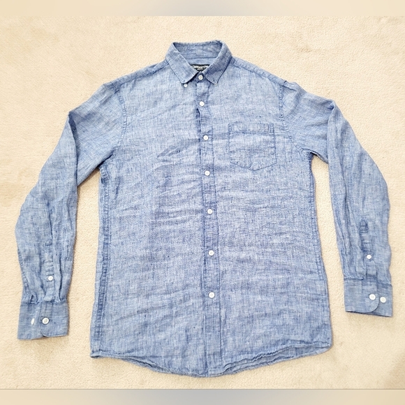 Claiborne 100% Linen Button Long Sleeve Shirt Size Small Unisex Style - Picture 4 of 8